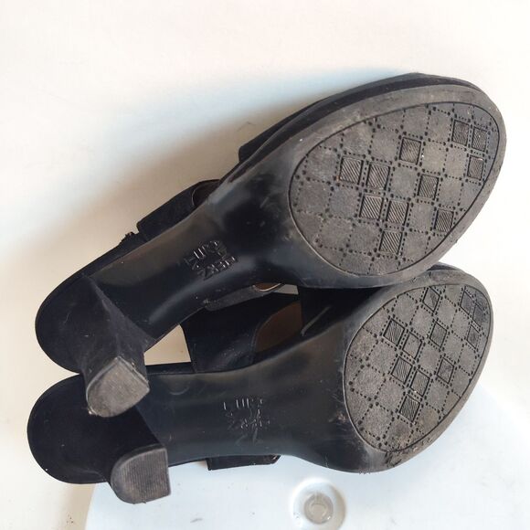 Naturalizer Black Suede Leather Open Toe Slingback Block Heel Deborah Size 9.5 - Picture 9 of 9